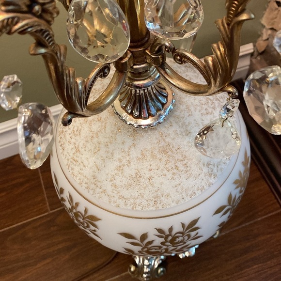 Vintage, Style, Italian Table/ Floor Lamp, Gold motif on white MCM - Picture 10 of 17